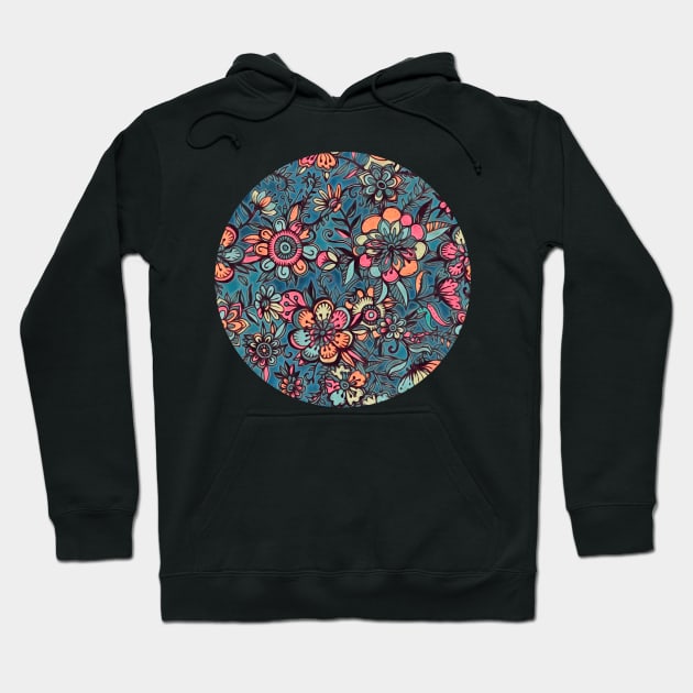 Sweet Spring Floral - soft indigo & candy pastels Hoodie by micklyn